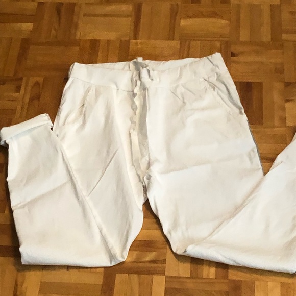 MADE IN ITALY white fancy pants joggers one size - Picture 14 of 16